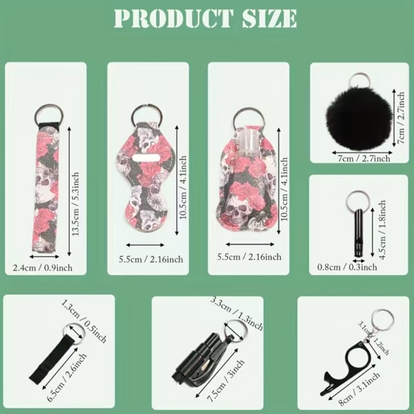 New 9 pcs Skull Women Self Defense Keychain - Picture 2 of 4